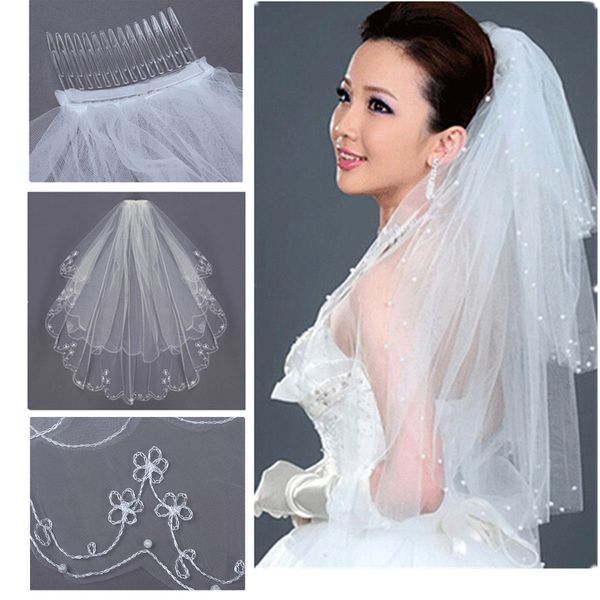 bridal veils 2 layers embroidery pearl elbow length formal veil long veu de noiva longo purfle with comb for wedding veil, Black
bridal veils 2 layers embroidery pearl elbow length formal veil long veu de noiva longo purfle with comb for wedding veil, Black