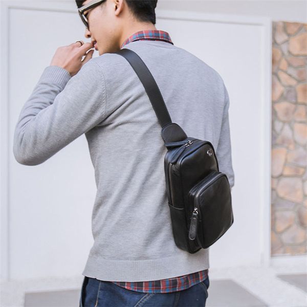 men pu leather chest sling bag shoulder cross body zipper daypack travel cycling satchel with headphone hole & usb charging port
men pu leather chest sling bag shoulder cross body zipper daypack travel cycling satchel with headphone hole & usb charging port