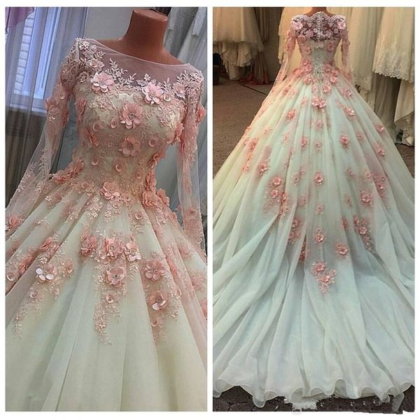 pink handmade 3d flower wedding dresses long sleeve ball gown appliques lace organza gorgeous 2019 bridal gowns custom plus size, White
pink handmade 3d flower wedding dresses long sleeve ball gown appliques lace organza gorgeous 2019 bridal gowns custom plus size, White