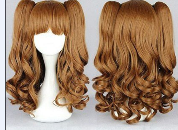 new brown 75cm long curly wavy cosplay fashion hair wigs, Black;brown