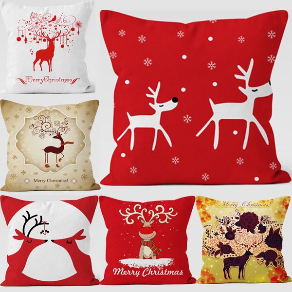 new christmas elk series pillow covers 20 styles christmas gift digital printing pillow case car waist cushion cover can be customized re34