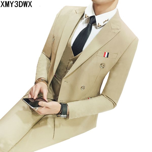 2pc men suit fashion solid color double business breasted slim fit male blazer set formal wear casual dress suit(jacket+pant, White;black
2pc men suit fashion solid color double business breasted slim fit male blazer set formal wear casual dress suit(jacket+pant, White;black