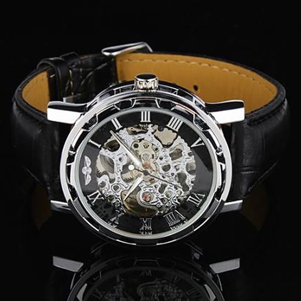 3 colorful classic men leather dial skeleton mechanical sport army wrist watch women men relojes, Slivery;brown
3 colorful classic men leather dial skeleton mechanical sport army wrist watch women men relojes, Slivery;brown