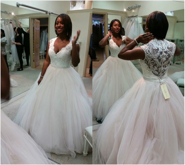 custom deep v neck lace wedding dresses ball gown puffy tulle appliques country boho bridal crystal beaded sash covered designer bling gown, White
custom deep v neck lace wedding dresses ball gown puffy tulle appliques country boho bridal crystal beaded sash covered designer bling gown, White
