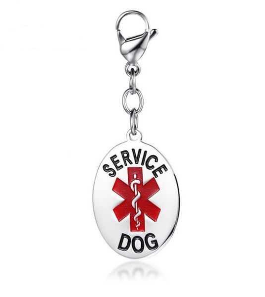316l stainless steel red medical alert symbol emotional support animal allowing to switch to collars and vest oval shaped 25x72mm, Silver
316l stainless steel red medical alert symbol emotional support animal allowing to switch to collars and vest oval shaped 25x72mm, Silver
