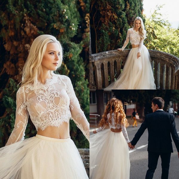 fashion unique ivory two piece wedding dresses lace long sleeve flowy bohemian wedding dress zipper back beach bridal gown, White
fashion unique ivory two piece wedding dresses lace long sleeve flowy bohemian wedding dress zipper back beach bridal gown, White
