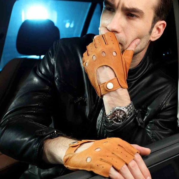 men' genuine leather gloves male breathable anti-slip semi-finger deerskin gloves fashion driving mittens the new skin em001w4, Blue;gray
men' genuine leather gloves male breathable anti-slip semi-finger deerskin gloves fashion driving mittens the new skin em001w4, Blue;gray