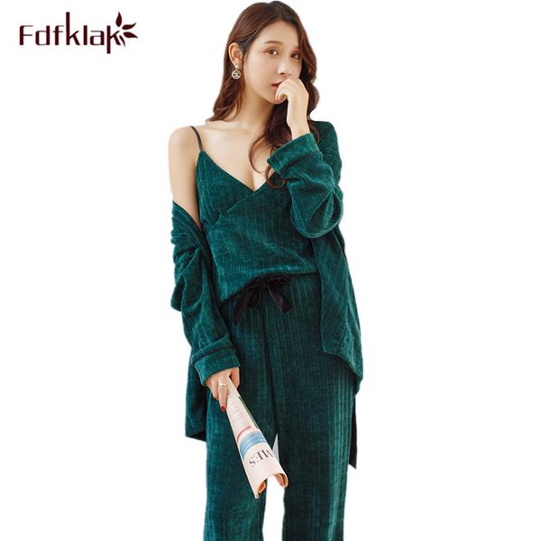 fdfklak 3 pieces pajamas set sleepwear for women autumn winter pajama long sleeve pyjamas women home suit pijama mujer, Blue;gray
fdfklak 3 pieces pajamas set sleepwear for women autumn winter pajama long sleeve pyjamas women home suit pijama mujer, Blue;gray