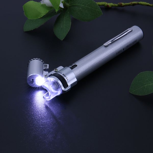 100x portable microscope handheld magnifying glass loupe aluminum alloy adjustable pen jewelry gem microscope with led light
100x portable microscope handheld magnifying glass loupe aluminum alloy adjustable pen jewelry gem microscope with led light