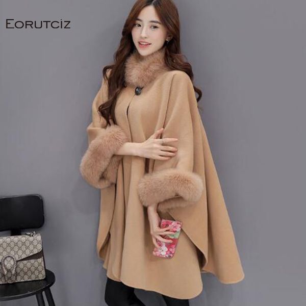 winter plus size 3xl fur collar jacket warm long poncho women coat oversize vintage jacket autumn outerwear lm071, Black;brown
winter plus size 3xl fur collar jacket warm long poncho women coat oversize vintage jacket autumn outerwear lm071, Black;brown