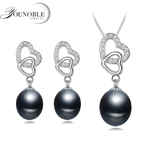 real pearl jewelry for women,wedding heart freshwater natural pearl necklace and earrings sets, Black
real pearl jewelry for women,wedding heart freshwater natural pearl necklace and earrings sets, Black