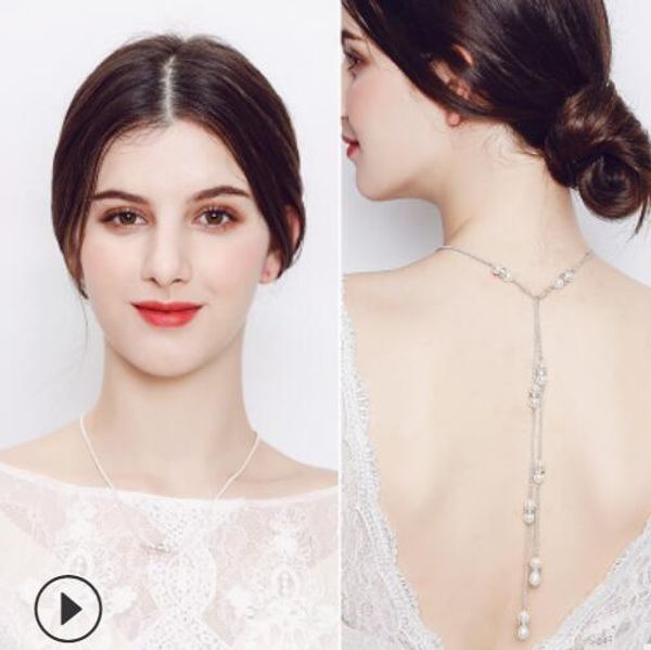 jewelry bridal neckalce pearl pendant for wedding taeesl back chain fashion of shipping, Silver
jewelry bridal neckalce pearl pendant for wedding taeesl back chain fashion of shipping, Silver