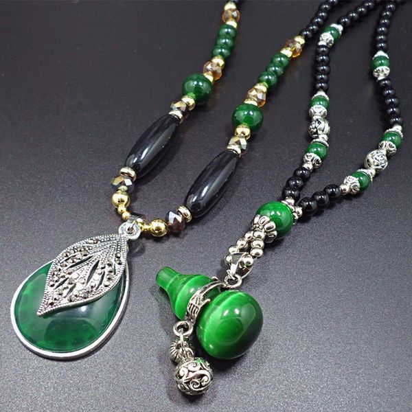 ethnic green gourd pendant necklace bohemia vintage long beaded chain necklace water drop leaf pendants neckalces women jewelry, Silver
ethnic green gourd pendant necklace bohemia vintage long beaded chain necklace water drop leaf pendants neckalces women jewelry, Silver