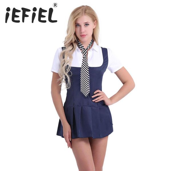 iefiel women schoolgirl student cosplay costume dress uniform fancy shirt dress up clothes lingerie set with necktie, Black
iefiel women schoolgirl student cosplay costume dress uniform fancy shirt dress up clothes lingerie set with necktie, Black