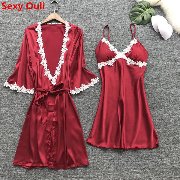nighties women pajamas satin sleepwear pijama silk home wear lace home robe chest pads sleep lounge pyjama red black 2 piece, Black;red
nighties women pajamas satin sleepwear pijama silk home wear lace home robe chest pads sleep lounge pyjama red black 2 piece, Black;red