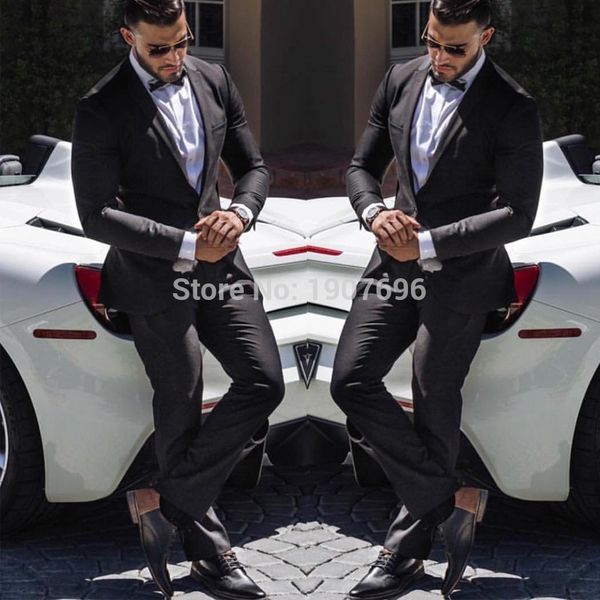 black formal wedding men suits two piece jacket pants notched lapel blazer evening party groom tuxedos latest style, White;black
black formal wedding men suits two piece jacket pants notched lapel blazer evening party groom tuxedos latest style, White;black