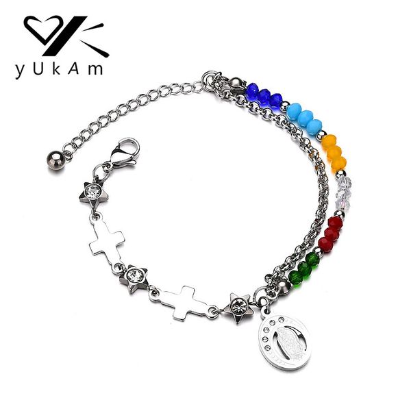 yukam our lady of guadalupe colorful beads double layer cross female bracelets stainless steel crystal star virgin mary bracelet, Golden;silver
yukam our lady of guadalupe colorful beads double layer cross female bracelets stainless steel crystal star virgin mary bracelet, Golden;silver