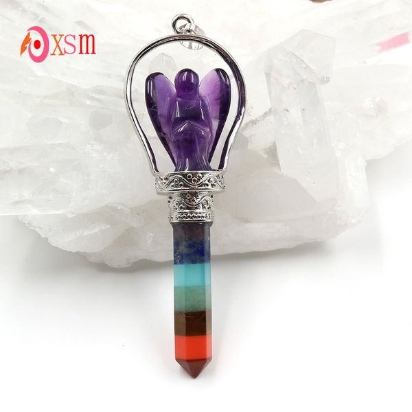 New Attractive Design Silver Plated Natural 7 chakras Hexagon Column Amethysts Angel Scepter Pendant Charm Jewelry
New Attractive Design Silver Plated Natural 7 chakras Hexagon Column Amethysts Angel Scepter Pendant Charm Jewelry