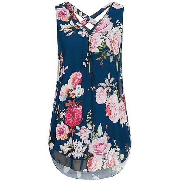women summer sleeveless print chiffon blouses shirts casual zipper v-neck flower printed blusas beach blouse ladies ws8603p, White
women summer sleeveless print chiffon blouses shirts casual zipper v-neck flower printed blusas beach blouse ladies ws8603p, White