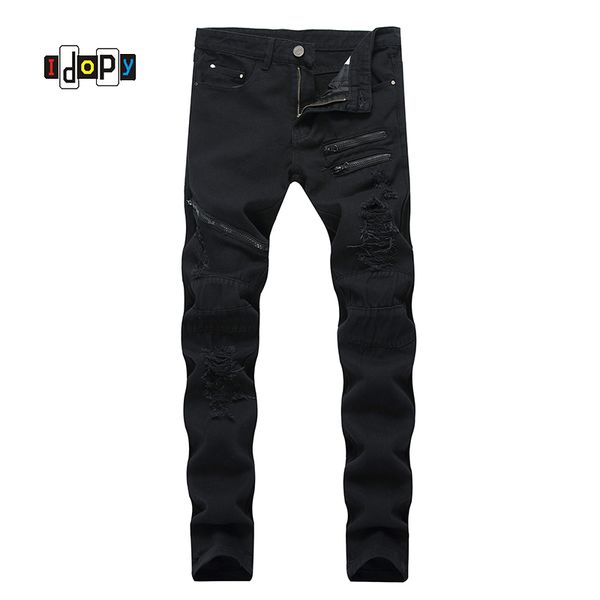 fashion men's straight fit vintage washed jeans with zippers ripped holes stretch denim pants black jean trousers for men, Blue
fashion men's straight fit vintage washed jeans with zippers ripped holes stretch denim pants black jean trousers for men, Blue