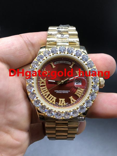 2018 new luxury 43mm claw bezel big diamonds automatic man watch, high-quality stainless steel men's watches (red) 264568, Slivery;brown
2018 new luxury 43mm claw bezel big diamonds automatic man watch, high-quality stainless steel men's watches (red) 264568, Slivery;brown