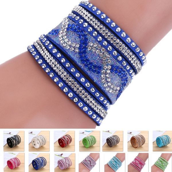 fashion multilayer wrap bracelet braid rhinestone slake deluxe leather charm bangles with sparkling crystal wristband women christmas gifts, Golden;silver
fashion multilayer wrap bracelet braid rhinestone slake deluxe leather charm bangles with sparkling crystal wristband women christmas gifts, Golden;silver
