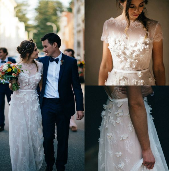 charming a line bohemia wedding dresses lace 3d floral applique illusion beach wedding dress bridal gowns robe de mariée, White
charming a line bohemia wedding dresses lace 3d floral applique illusion beach wedding dress bridal gowns robe de mariée, White