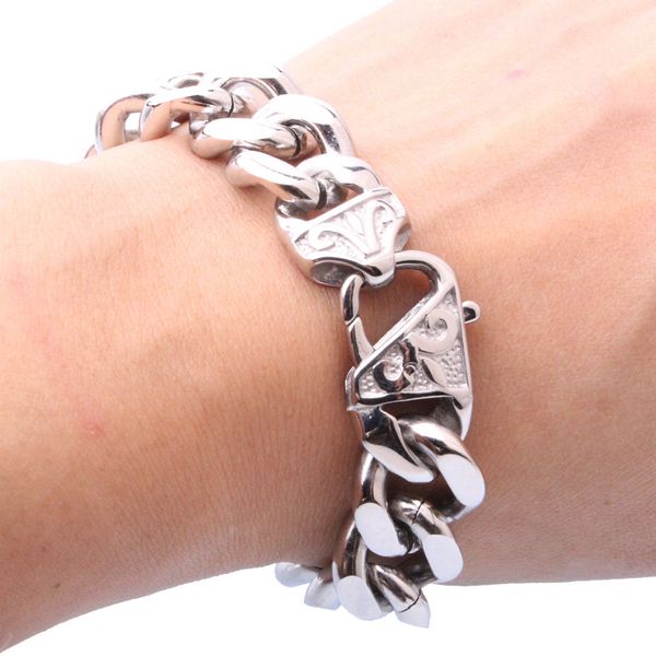 15mm stainless steel cuban curb chain men women bracelet bangle 7-11" handmade gifts factory outlets, personalized custom wholesale., Black
15mm stainless steel cuban curb chain men women bracelet bangle 7-11" handmade gifts factory outlets, personalized custom wholesale., Black