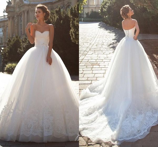 2018 vintage ball gown wedding dresses vestidos de noiva sweetheart tulle sweep train lace appliqued backless bridal gowns, White
2018 vintage ball gown wedding dresses vestidos de noiva sweetheart tulle sweep train lace appliqued backless bridal gowns, White