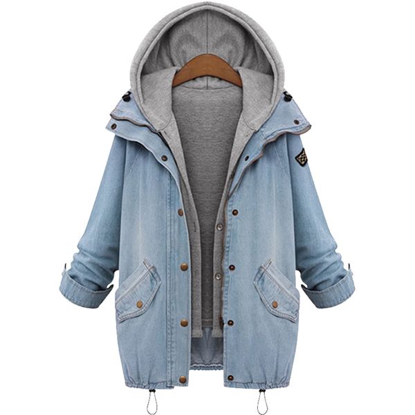 2018 europe america autumn winter new denim two-piece set hooded women coats vogue loose slim streetwear female coats m-6xl, Black;brown
2018 europe america autumn winter new denim two-piece set hooded women coats vogue loose slim streetwear female coats m-6xl, Black;brown