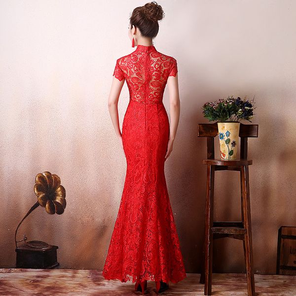 qipao red lace cheongsam modern chinese traditional wedding dress women vestido oriental collars long qi pao ing
qipao red lace cheongsam modern chinese traditional wedding dress women vestido oriental collars long qi pao ing