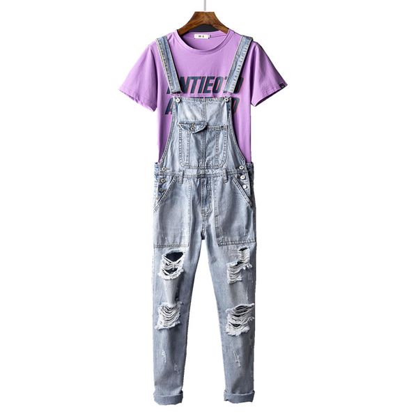 europe and america street hole jeans men summer light-colored washing tool suspenders korean version of the trend strap trousers, Blue
europe and america street hole jeans men summer light-colored washing tool suspenders korean version of the trend strap trousers, Blue