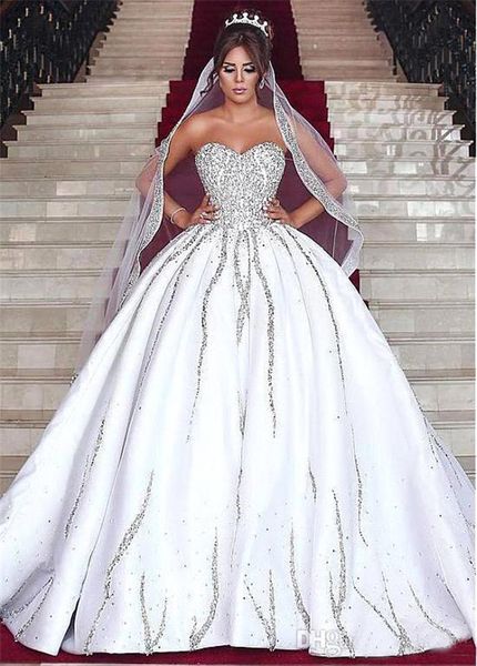 luxury beaded ball gown wedding dresses crystals backless sweetheart wedding gowns backless arabic dubai new design, White
luxury beaded ball gown wedding dresses crystals backless sweetheart wedding gowns backless arabic dubai new design, White