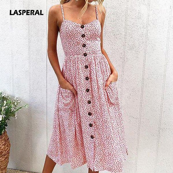 lasperal 2018 new women spaghetti strap dress boho style beach summer dress polka dot button dresses with pockets party vestidos, White;black
lasperal 2018 new women spaghetti strap dress boho style beach summer dress polka dot button dresses with pockets party vestidos, White;black