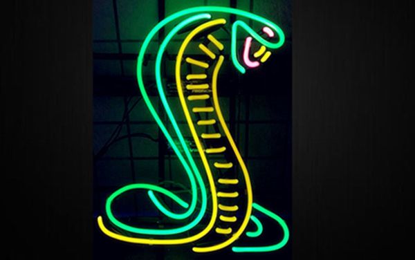17" Shelby Cobra Retro Real Glass Tube Neon Sign Club Party Wall Decor Beer Bar Light