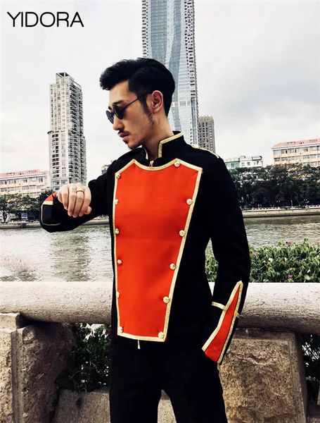 fall/winter 2018 new men contrast red & black color patchwork blazer front zip closured features golden piping & golden button, White;black
fall/winter 2018 new men contrast red & black color patchwork blazer front zip closured features golden piping & golden button, White;black