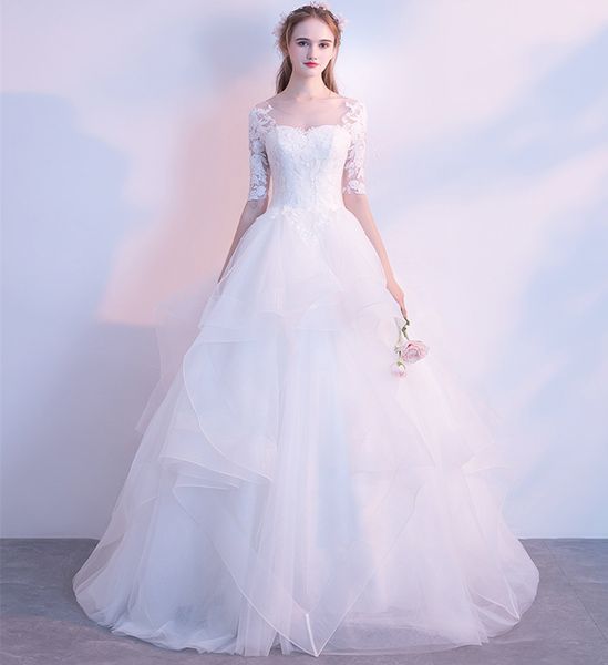 scoop neck organza ball gown wedding dresses with lace appliques 2018 floor length wedding gown lace up bridal dresses, White
scoop neck organza ball gown wedding dresses with lace appliques 2018 floor length wedding gown lace up bridal dresses, White