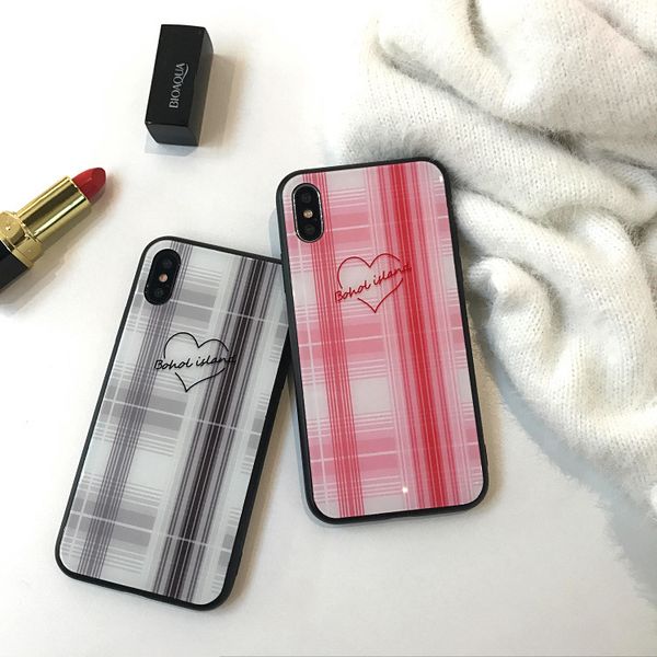 for iphone x phone cases retro plaid love tempered glass back tpu soft edge cell phone case for iphone 6 7 8 plus
for iphone x phone cases retro plaid love tempered glass back tpu soft edge cell phone case for iphone 6 7 8 plus