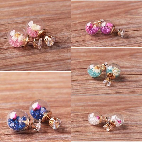 ladies double side glass ball stud earring fashion trends party jewelry filled beautiful flower earrings for women d896s, Silver
ladies double side glass ball stud earring fashion trends party jewelry filled beautiful flower earrings for women d896s, Silver