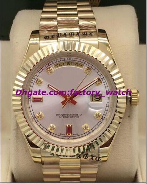 selling luxury watches 5 style 18k gold diamond dial 41mm watch fluted bezel automatic fashion brand men's watch wristwatch, Slivery;brown
selling luxury watches 5 style 18k gold diamond dial 41mm watch fluted bezel automatic fashion brand men's watch wristwatch, Slivery;brown