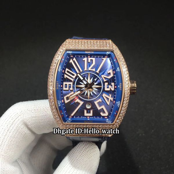 Men's Collection Date V45 SC DT Yachting Blue Dial Automatic Mens Watch Rose Gold Case Diamond Bezel Blue Leather Strap Gents New Watches
Men's Collection Date V45 SC DT Yachting Blue Dial Automatic Mens Watch Rose Gold Case Diamond Bezel Blue Leather Strap Gents New Watches