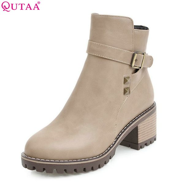 qutaa 2018 women ankle boots zipper design fashion square high heel round toe all match ladies motorcycle boots size 34-43, Black
qutaa 2018 women ankle boots zipper design fashion square high heel round toe all match ladies motorcycle boots size 34-43, Black
