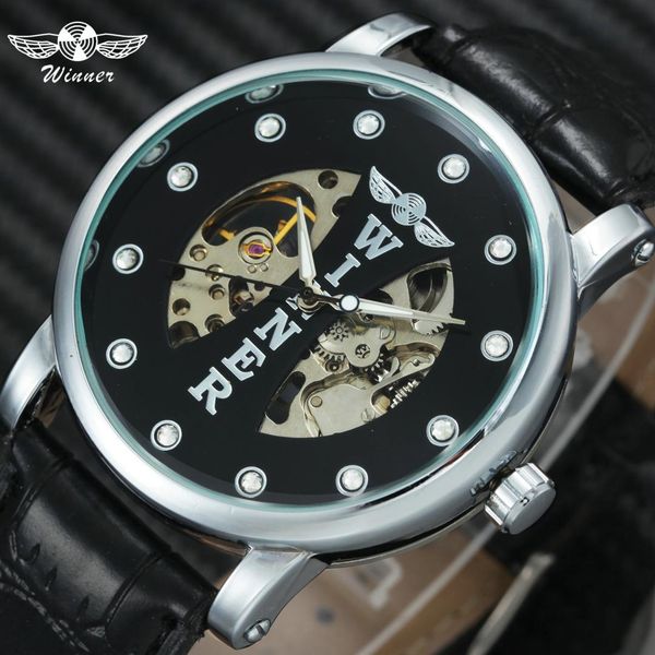 winner classic fashion automatic mechanical watch men lether strap skeleton dial casual mens watches relogio, Slivery;brown
winner classic fashion automatic mechanical watch men lether strap skeleton dial casual mens watches relogio, Slivery;brown