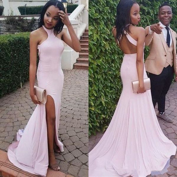 2018 pink halter neck mermaid prom dresses split evening gowns black girls criss cross backless evening party gowns custom made
2018 pink halter neck mermaid prom dresses split evening gowns black girls criss cross backless evening party gowns custom made