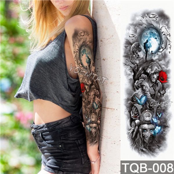 

Водонепроницаемый временные татуировки наклейки череп Ангел Роуз Лотос шаблон полный цветок татуировки с рукой боди-арт большой большой поддельные татуировки