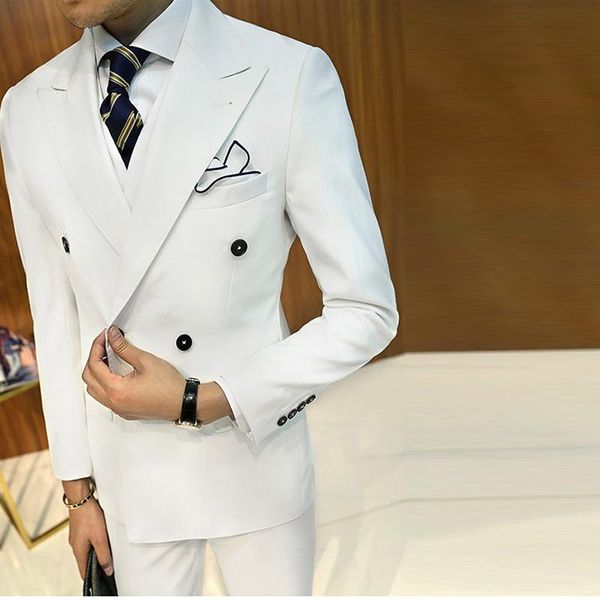 2018 men suits white double breasted business evening dress wedding suits custom made slim fit formal groom tuxedos 3piece man prom, Black;gray
2018 men suits white double breasted business evening dress wedding suits custom made slim fit formal groom tuxedos 3piece man prom, Black;gray