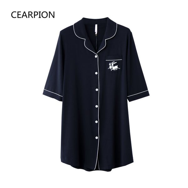 cearpion summer cotton three quarter sleeve nightwear women solid color sleepwear turn down collar nightgown casual home wear, Black;red
cearpion summer cotton three quarter sleeve nightwear women solid color sleepwear turn down collar nightgown casual home wear, Black;red