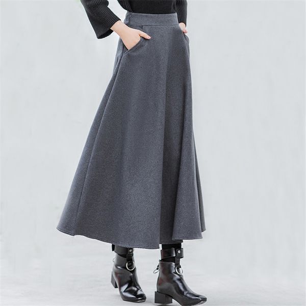 autumn winter wram thick women woolen skirt elastic high waist skirts casual a-line wool skirts female long big swing skirt a707, Black
autumn winter wram thick women woolen skirt elastic high waist skirts casual a-line wool skirts female long big swing skirt a707, Black