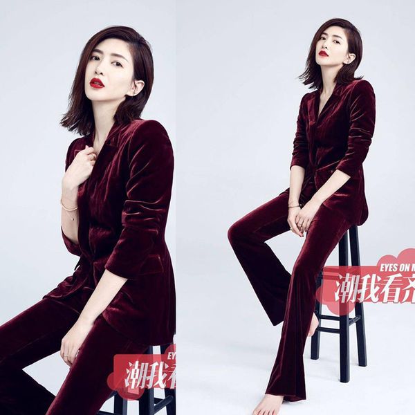 2017 autumn new wine red star with the suit long-sleeved jacket micro-la trousers gold veet professional suit, White;black
2017 autumn new wine red star with the suit long-sleeved jacket micro-la trousers gold veet professional suit, White;black