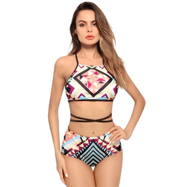 women bikinis floral designer printed high waist bikinis bandage backless two piece beach swimwear summer swin suits, White;black 
women bikinis floral designer printed high waist bikinis bandage backless two piece beach swimwear summer swin suits, White;black